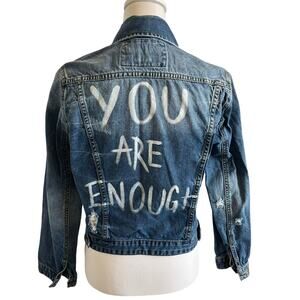 Red Camel Premium Denim Jacket Women's Size L "You are Enough" 100% Cotton